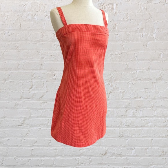 So... orange, yellow, and white cotton dress with small stripe pattern - Picture 2 of 5